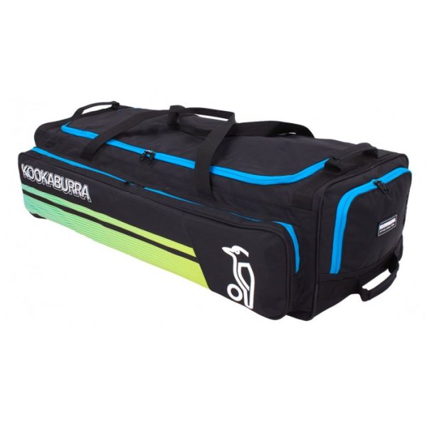 2023 KOOKABURRA CRICKET BAG 4500 WHEELIE BLK/AQUA